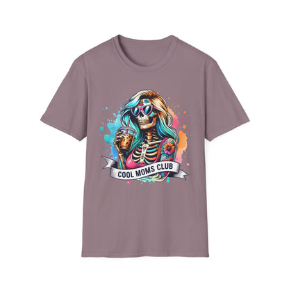 Cool Moms Club Skull T-Shirt — Colorful Day of the Dead Mom Graphic Tee