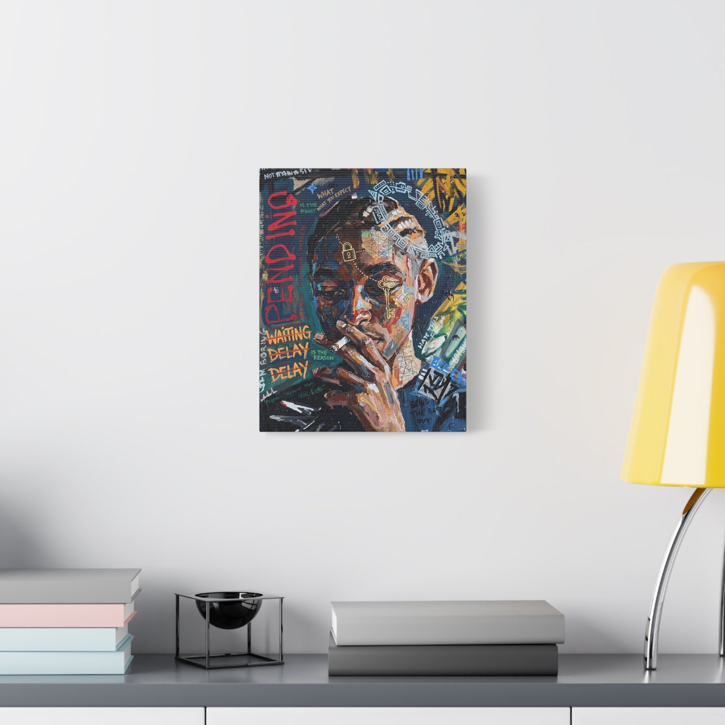 Urban Portrait Matte Canvas Print — 'Waiting Delay' Contemporary Street Art