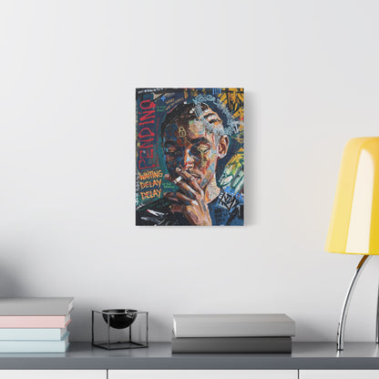 Urban Portrait Matte Canvas Print — 'Waiting Delay' Contemporary Street Art