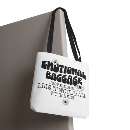 Tote Bag — "Emotional Baggage" Funny Quote Tote with Daisy Vibe