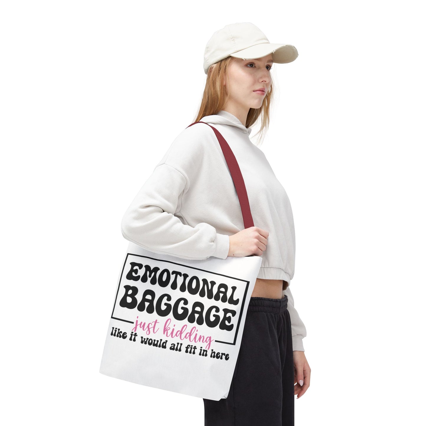 Emotional Baggage Tote Bag — Funny "Emotional Baggage (just kidding)" Reusable Shopper