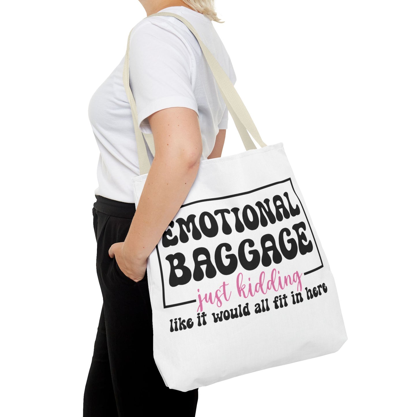 Emotional Baggage Tote Bag — Funny "Emotional Baggage (just kidding)" Reusable Shopper