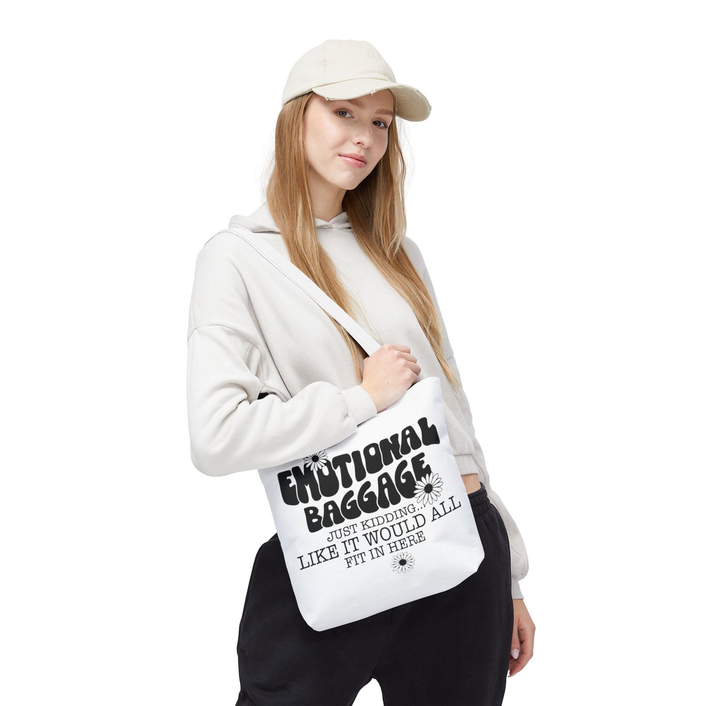 Tote Bag — "Emotional Baggage" Funny Quote Tote with Daisy Vibe