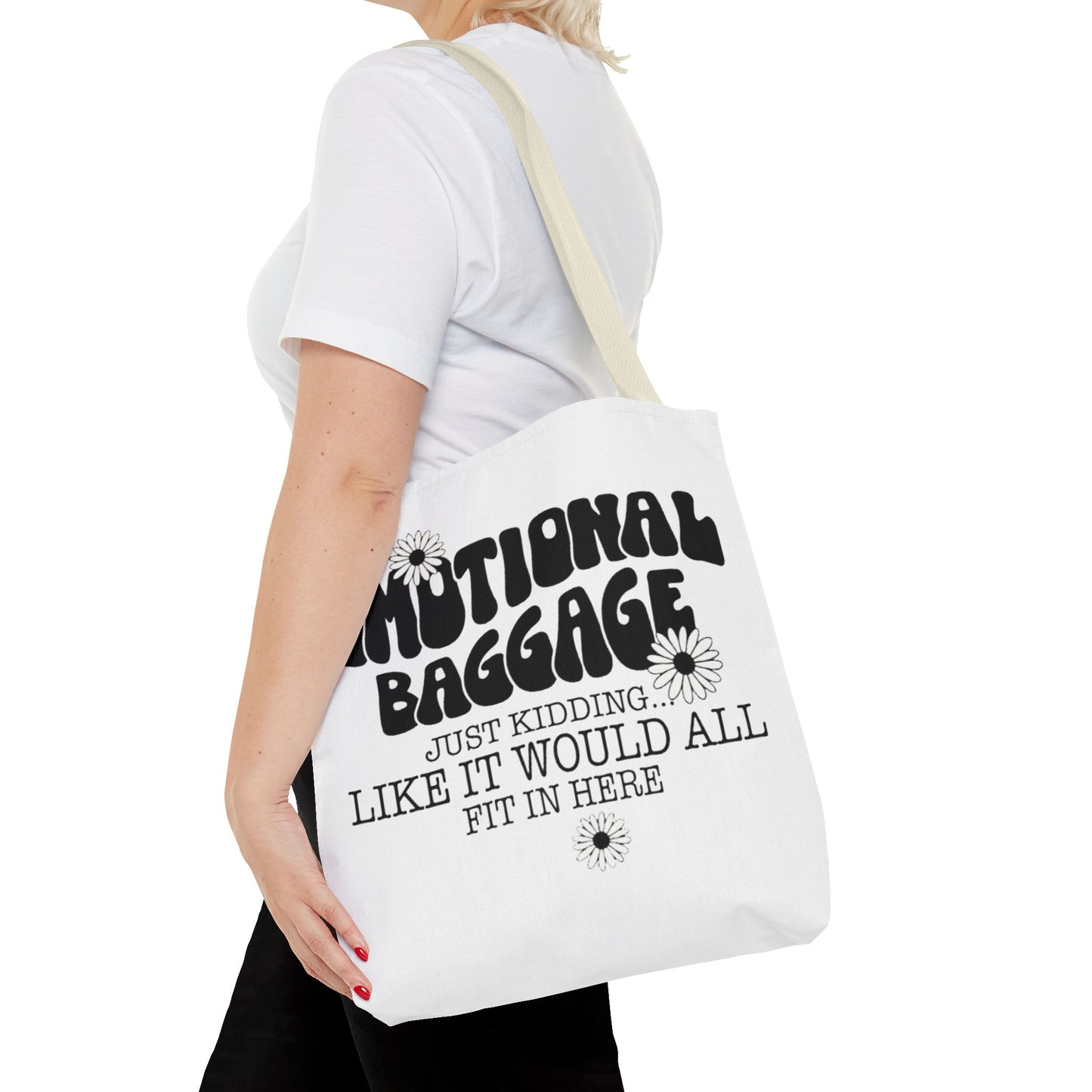 Tote Bag — "Emotional Baggage" Funny Quote Tote with Daisy Vibe