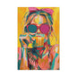 Colorful Pop Art Woman Drinking Canvas Wall Art