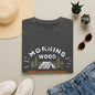 Camping T-Shirt — "Morning Wood" Tent & Pine Tree Outdoor Graphic Tee