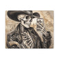 Skeleton Cowboy Canvas Print — Western Skull Selfie Wall Art (Matte Stretched)