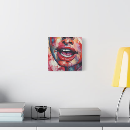 Colorful Pop Art Lips Canvas Wall Art – Vibrant Stretched Matte Portrait