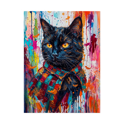 Colorful Cat Poster — Vibrant Black Cat Wall Art (Rolled Poster)