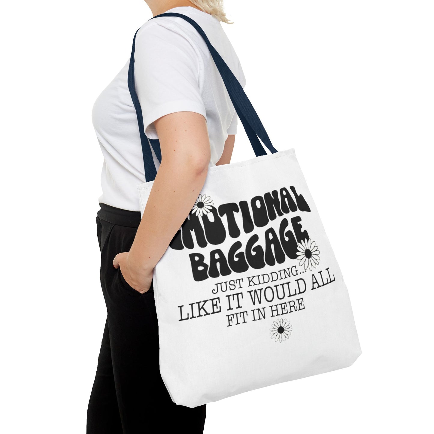 Tote Bag — "Emotional Baggage" Funny Quote Tote with Daisy Vibe
