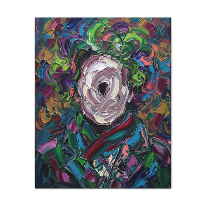 Abstract Floral Canvas Print — Colorful Impasto Rose Wall Art