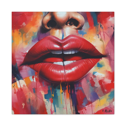 Bold Red Lips Pop Art Canvas — Matte Stretched Wall Art