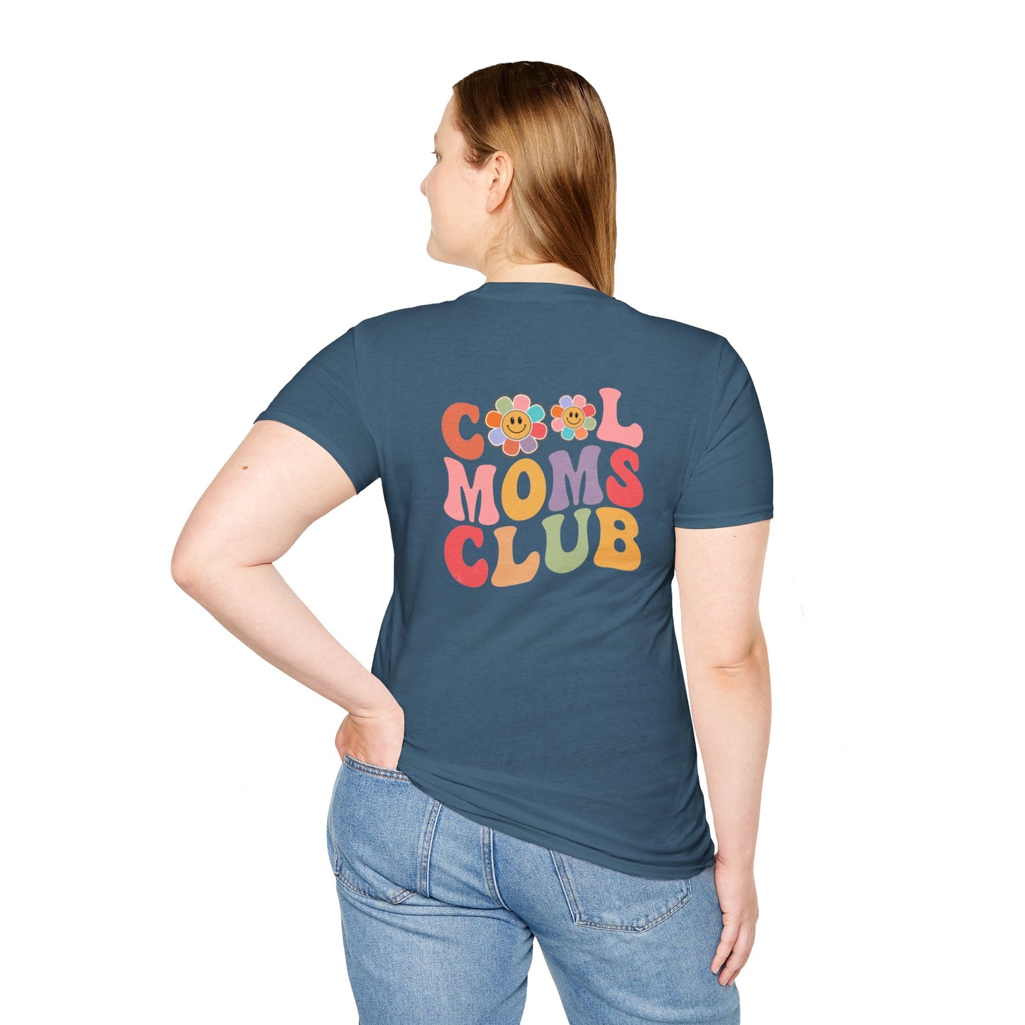 Cool Moms Club T-Shirt — Retro Floral Smiley Tee for Trendy Moms