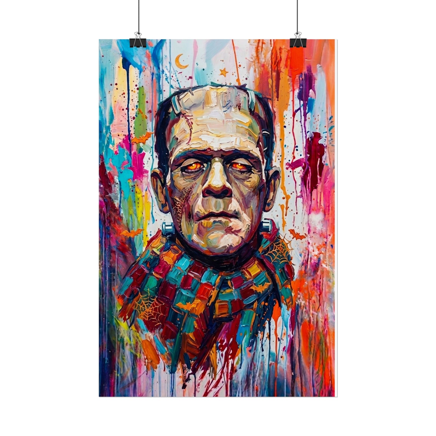 Frankenstein Color Splash Poster — Vibrant Pop Art Horror Wall Print