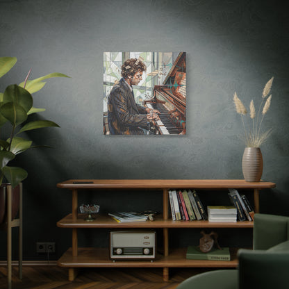 Piano Man Joel Canvas Wall Art — Abstract Character Portrait