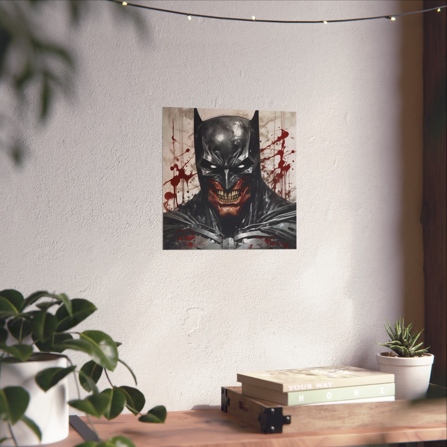 Horror Comic Fine Art Poster Print — Grinning Dark Knight Portrait