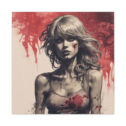 Bloody Swift Matte Canvas Print — Gothic Female Portrait Wall Art, Stretched 1.25"