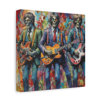 Rock Skeleton Band Canvas Print — Colorful Guitarist Wall Art