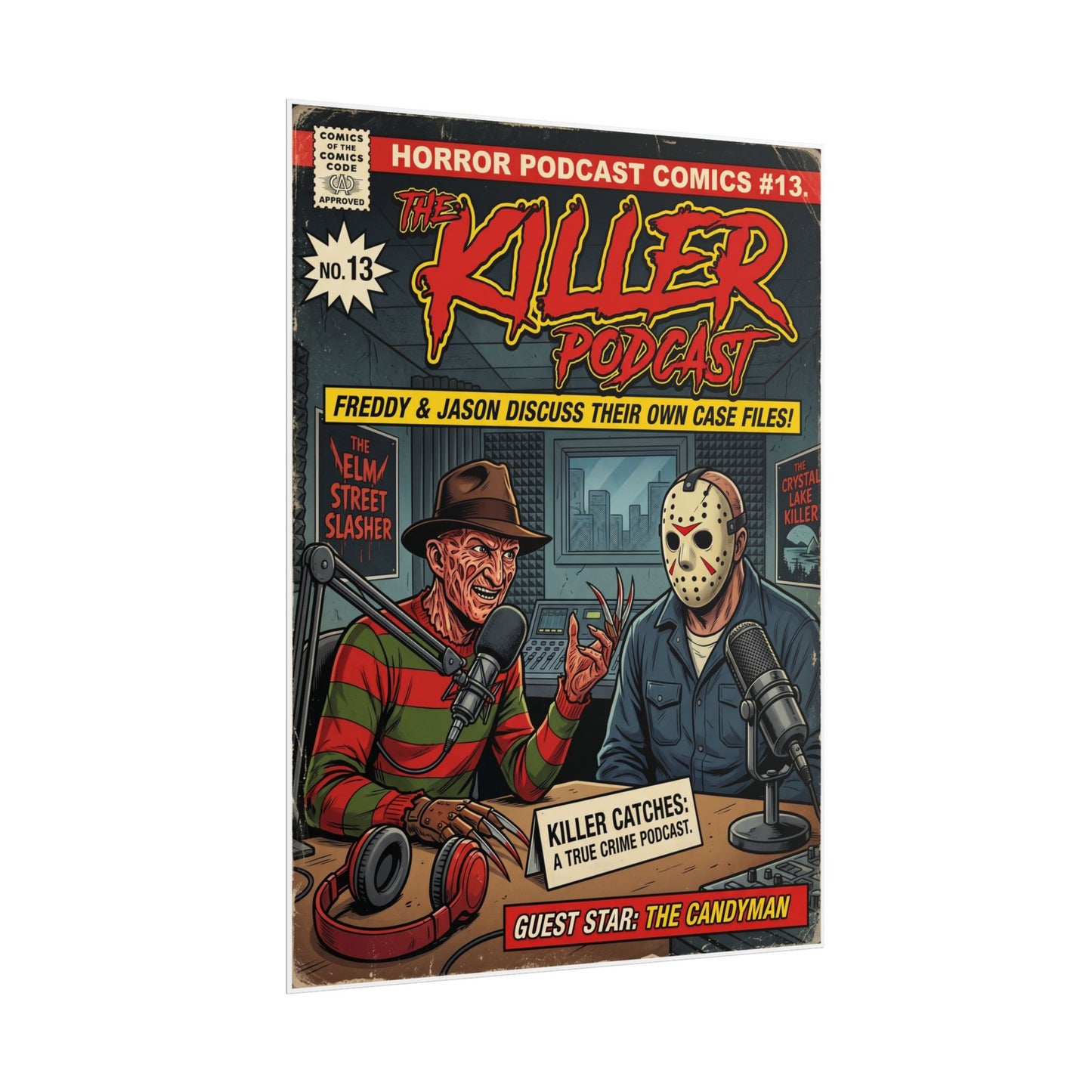 Horror Podcast Comic Poster — "The Killer Podcast" Rolled Art Print