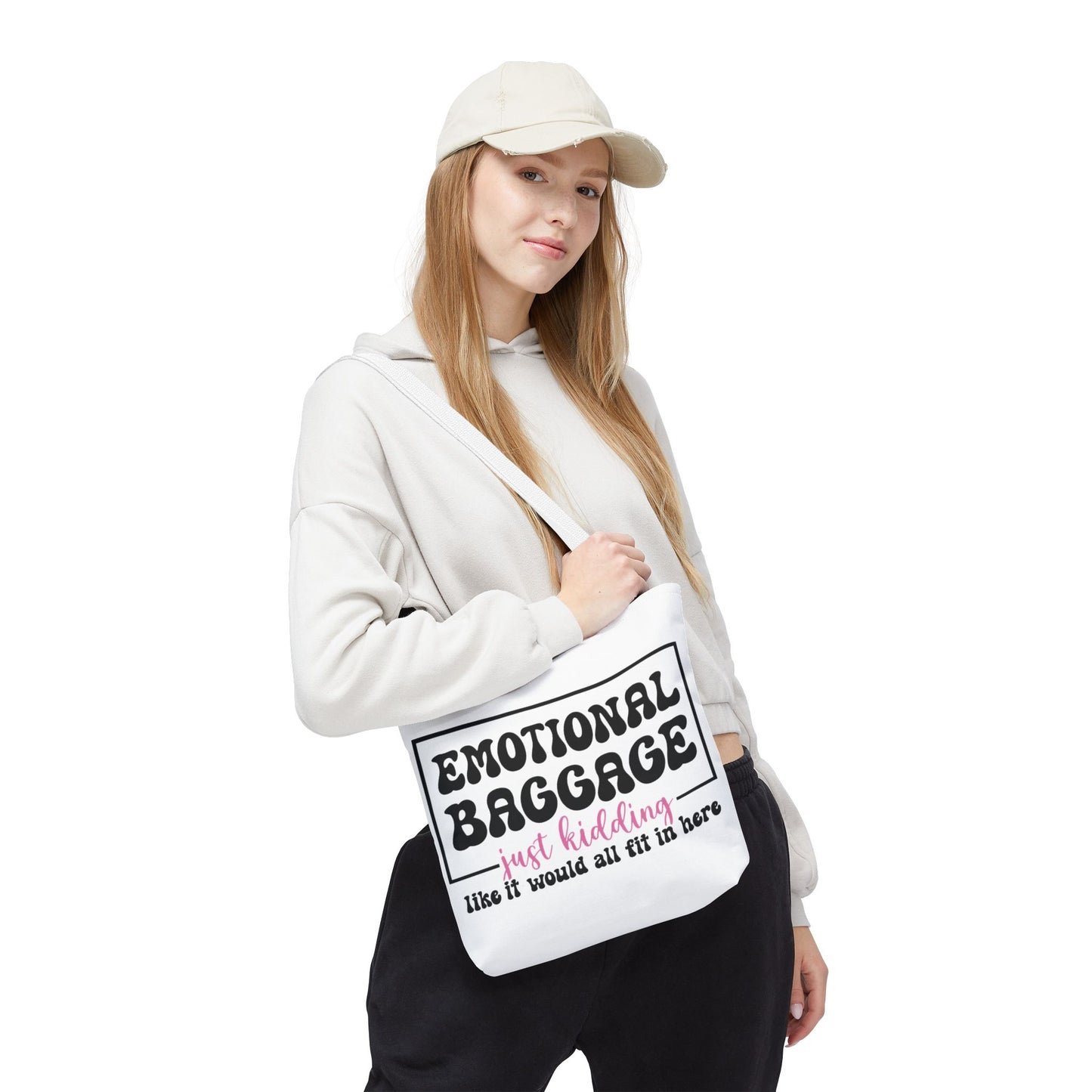 Emotional Baggage Tote Bag — Funny "Emotional Baggage (just kidding)" Reusable Shopper