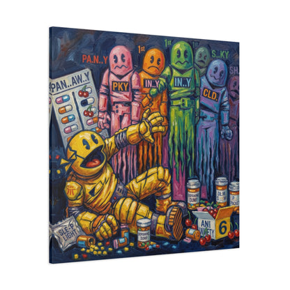Depressed Pacman Canvas Wall Art Print