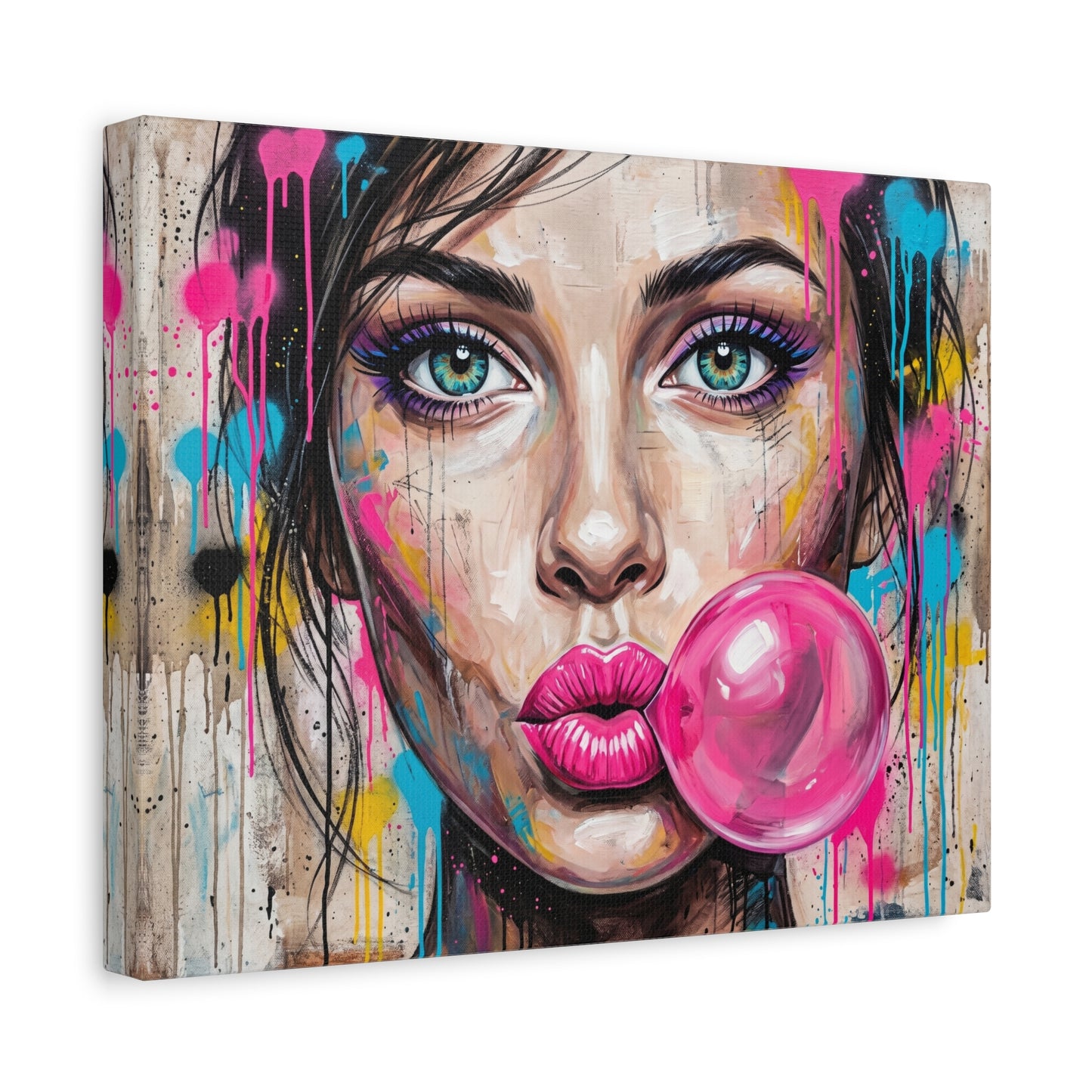 Abstract Bubble Girl Canvas Print — Matte Stretched Wall Art