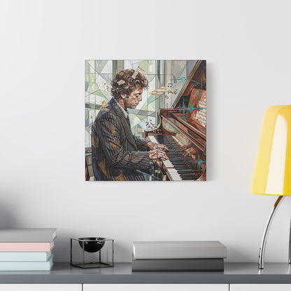 Piano Man Joel Canvas Wall Art — Abstract Character Portrait