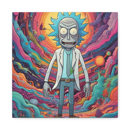 Psychedelic Rick Portal Canvas — Colorful Rick Illustration on Stretched Matte Canvas