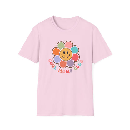 Cool Moms Club T-Shirt — Retro Floral Smiley Tee for Trendy Moms