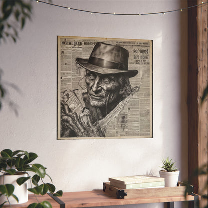 Freddy Krueger Vintage Newspaper Portrait Poster Print