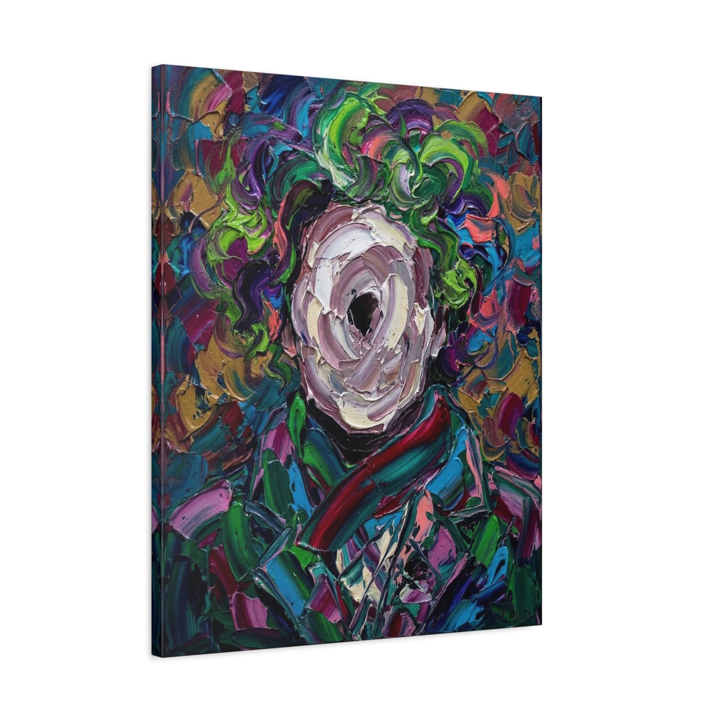 Abstract Floral Canvas Print — Colorful Impasto Rose Wall Art