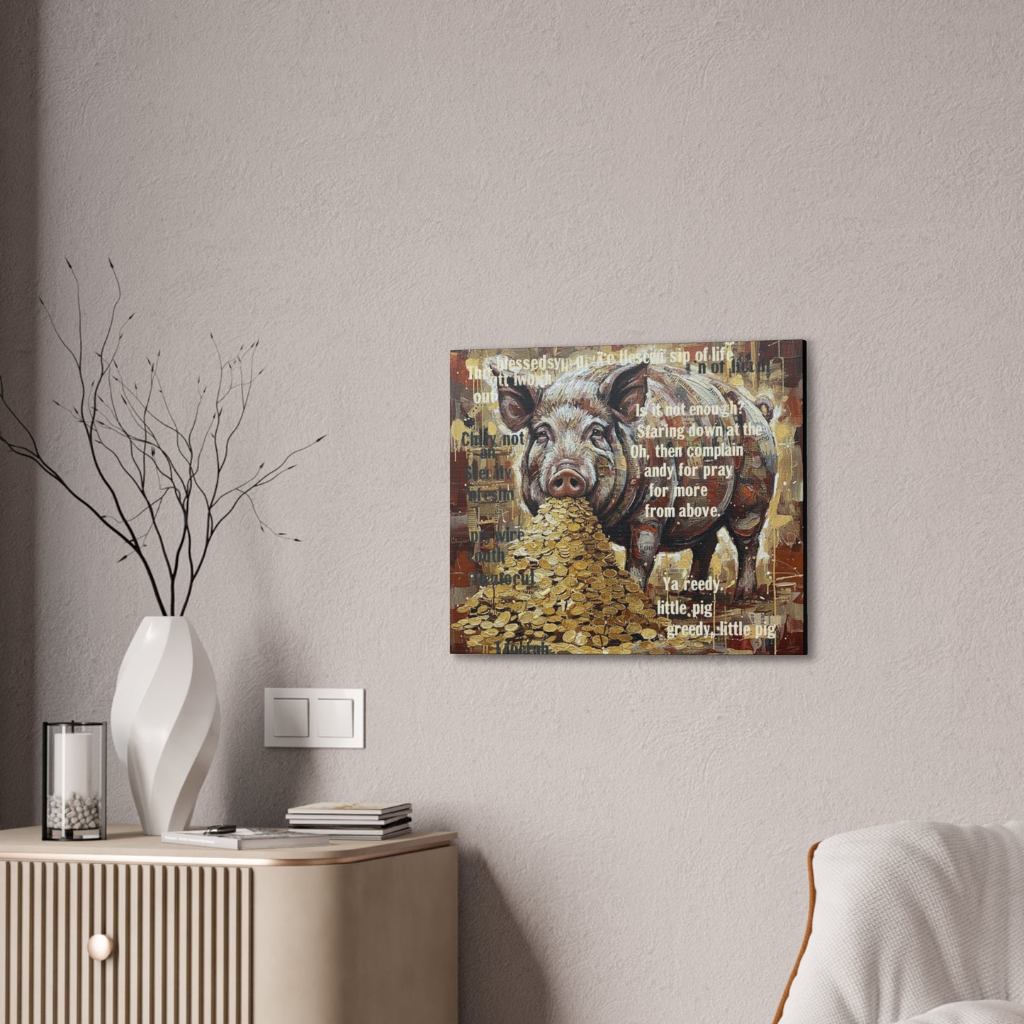 DMB Pig Inspired art - 'Greedy Little Pig' Farmhouse Wall Art