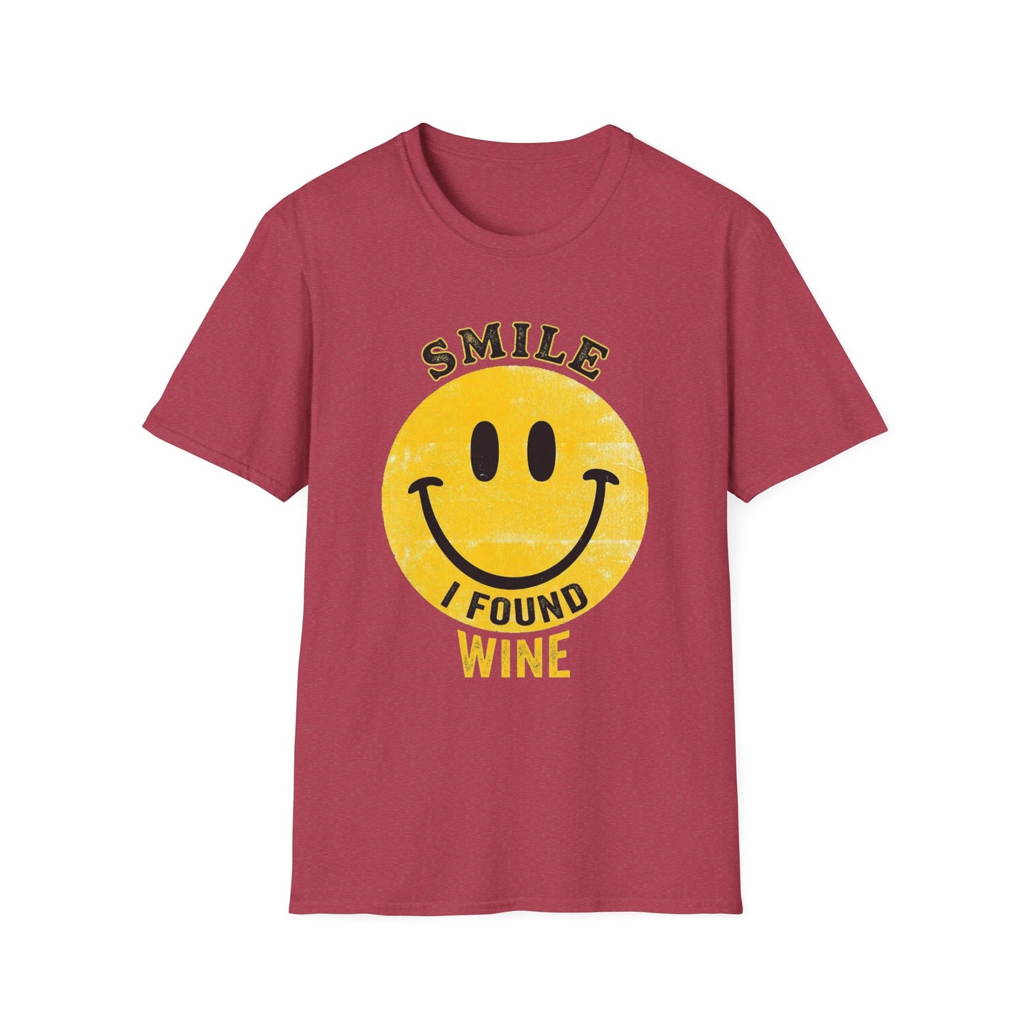 Wine Smile T-Shirt — "Smile I Found Wine" Retro Smiley Tee