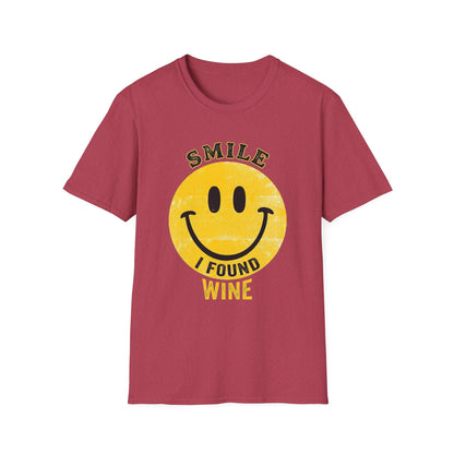 Wine Smile T-Shirt — "Smile I Found Wine" Retro Smiley Tee
