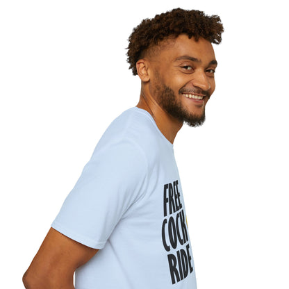 Graphic T-Shirt — "Free Cock Ride" Rooster Novelty Tee