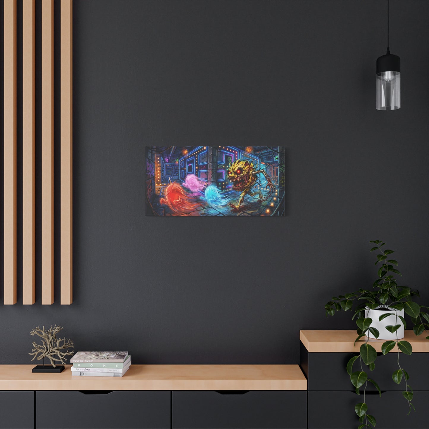 Evil Pacman Abstract Canvas Wall Art — Matte Stretched 1.25"