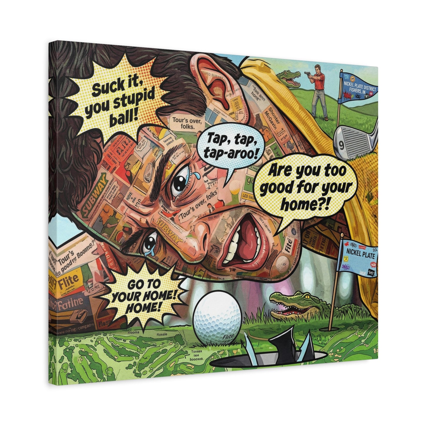 Happy Golf Pop Canvas Art — Matte Stretched Canvas Print