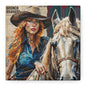 Cowgirl & Horse Collage Matte Canvas Print — Western Collage Art Wall Decor