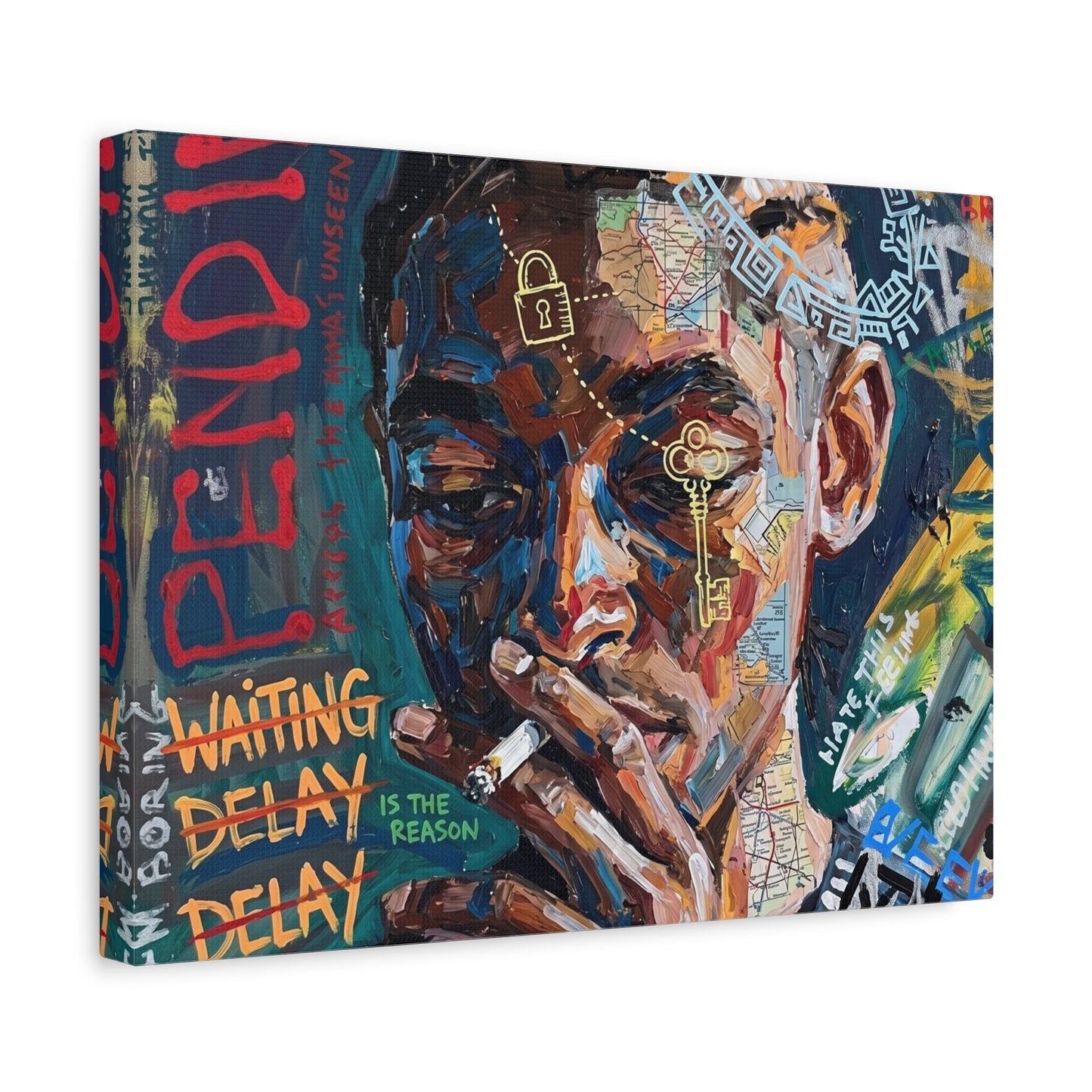 Urban Portrait Matte Canvas Print — 'Waiting Delay' Contemporary Street Art