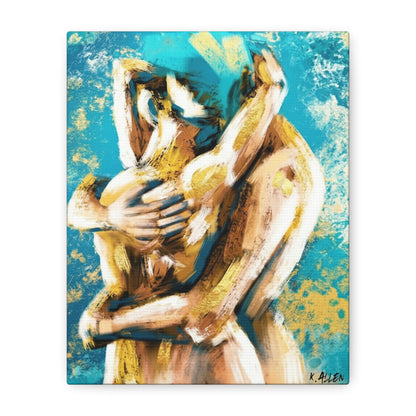 Abstract Embrace Canvas Art - Romantic Couple Matte Stretched Print