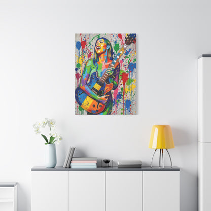 Colorful Guitarist Pop Art Canvas Print — Vibrant Music Wall Art