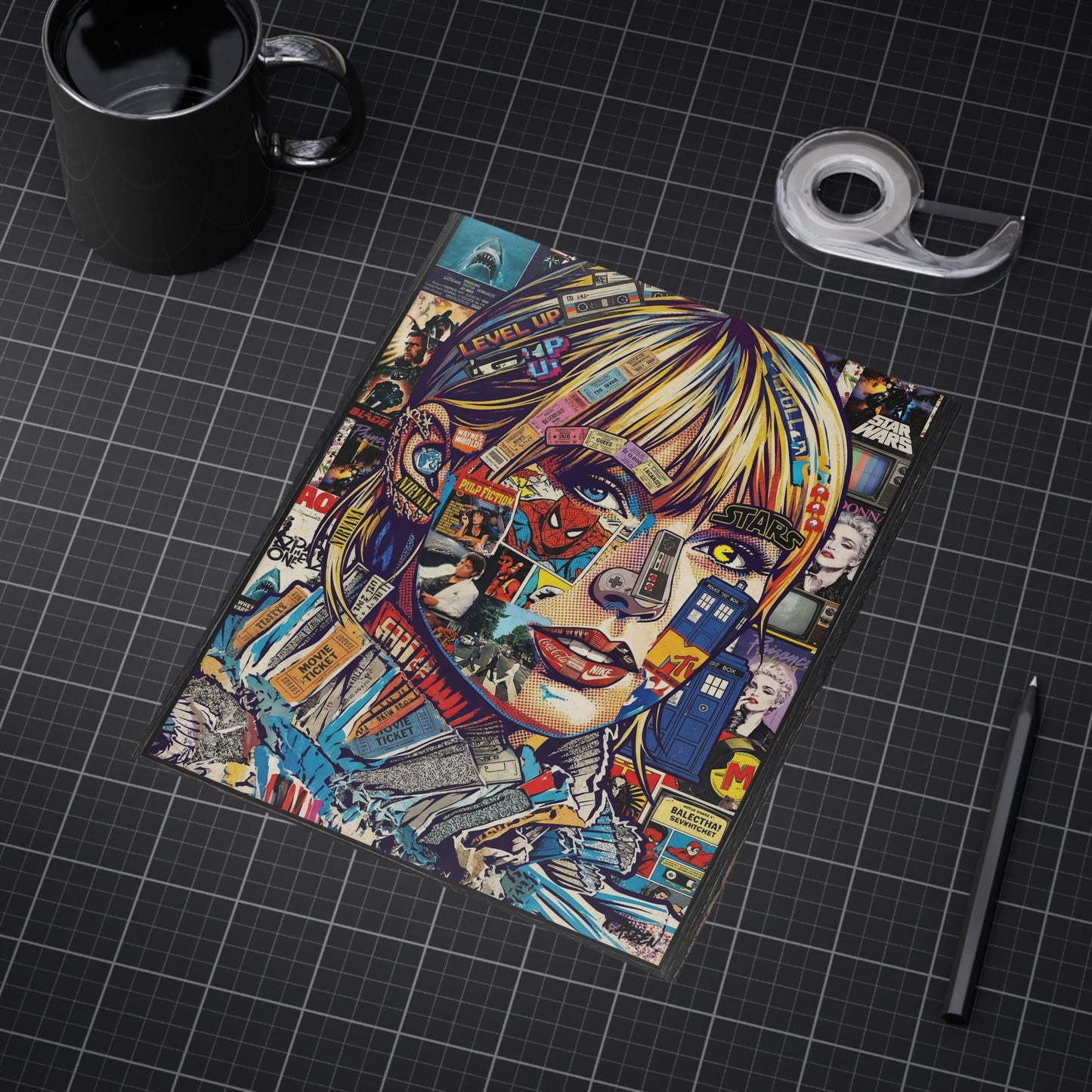 Pop Culture Collage Portrait Print — Colorful Retro Movie & TV Art Print
