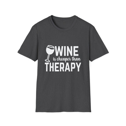 T-Shirt — "Wine Is Cheaper Than Therapy" Funny Wine Lover Tee