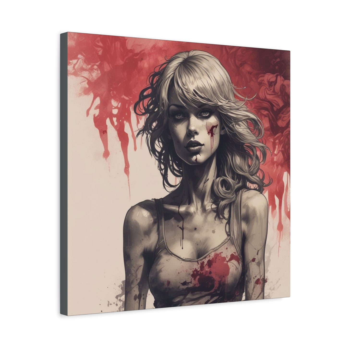 Bloody Swift Matte Canvas Print — Gothic Female Portrait Wall Art, Stretched 1.25"