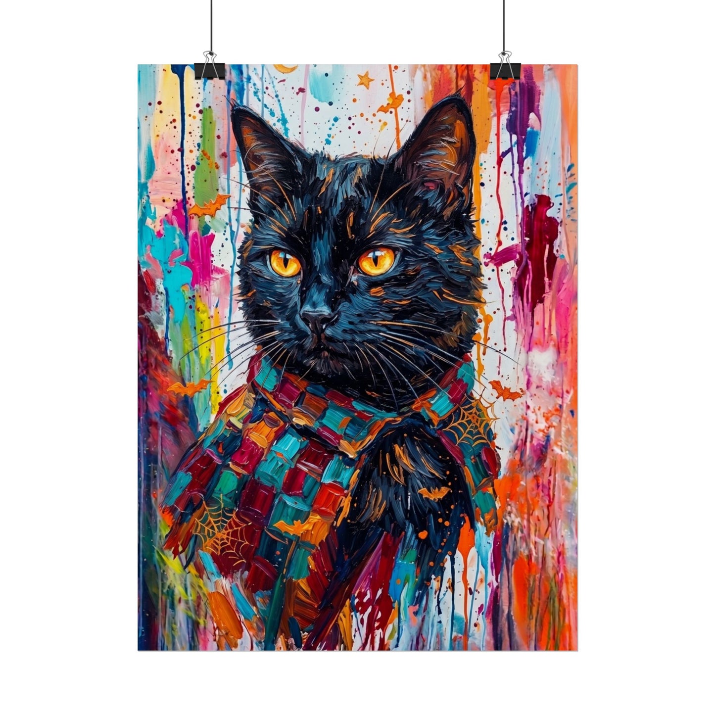 Colorful Cat Poster — Vibrant Black Cat Wall Art (Rolled Poster)