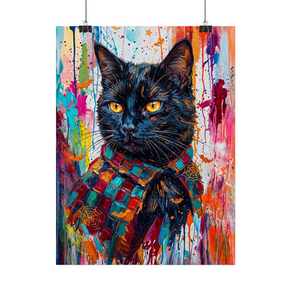 Colorful Cat Poster — Vibrant Black Cat Wall Art (Rolled Poster)