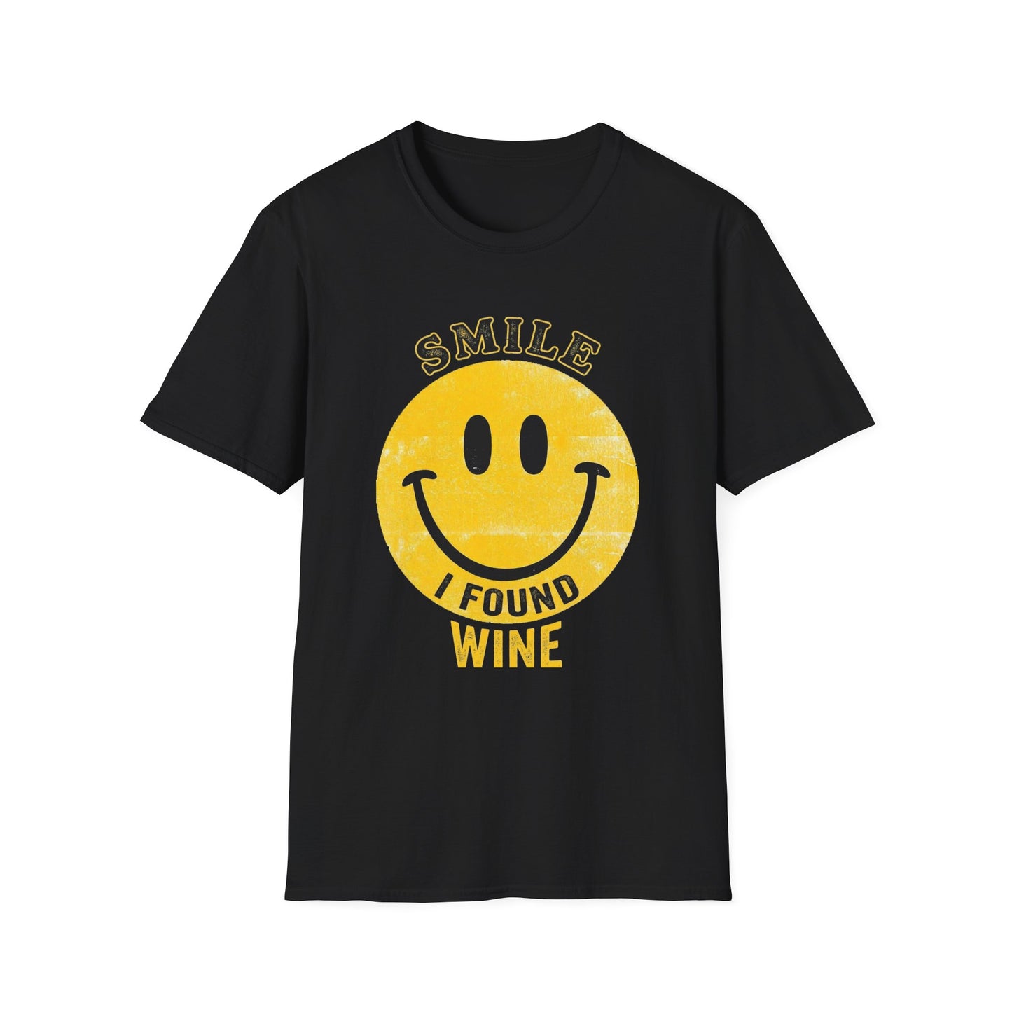 Wine Smile T-Shirt — "Smile I Found Wine" Retro Smiley Tee