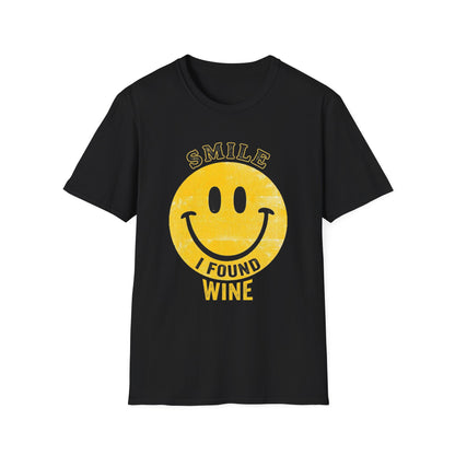 Wine Smile T-Shirt — "Smile I Found Wine" Retro Smiley Tee