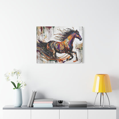Colorful Galloping Horse Canvas Print — Vibrant Abstract Equestrian Wall Art
