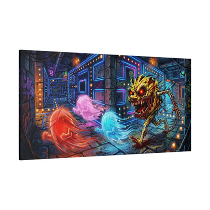 Evil Pacman Abstract Canvas Wall Art — Matte Stretched 1.25"